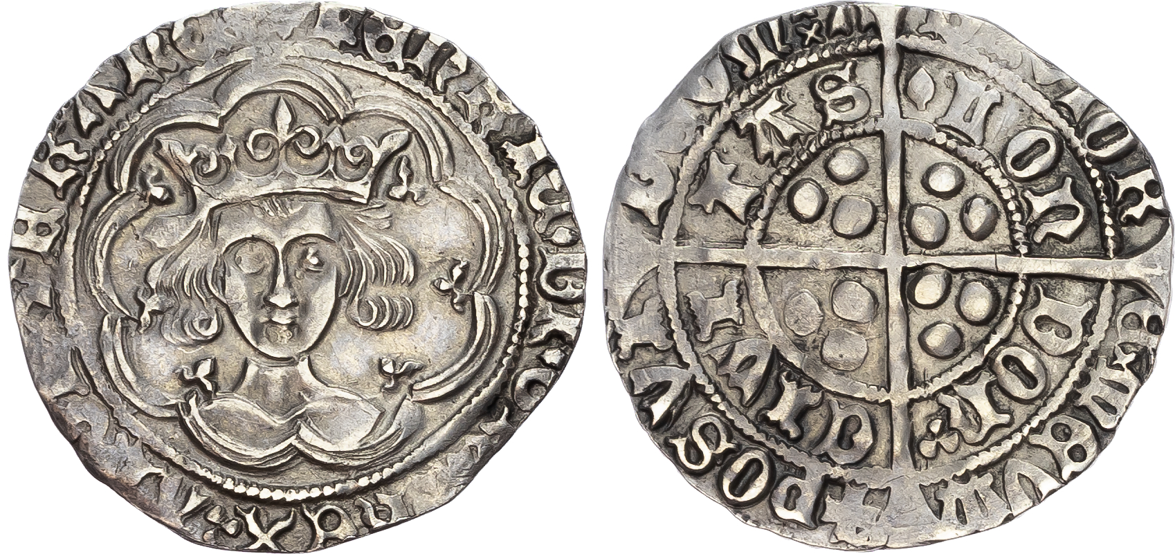 Henry VI (First Reign, 1422-1461), Groat, Leaf-Trefoil issue, Class B, London mint, mm. plain cross. 