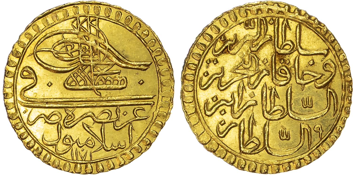 Ottoman Empire, Mustafa III (AH 1171-1187 / 1757-1774 AD), gold Zeri Mahbub