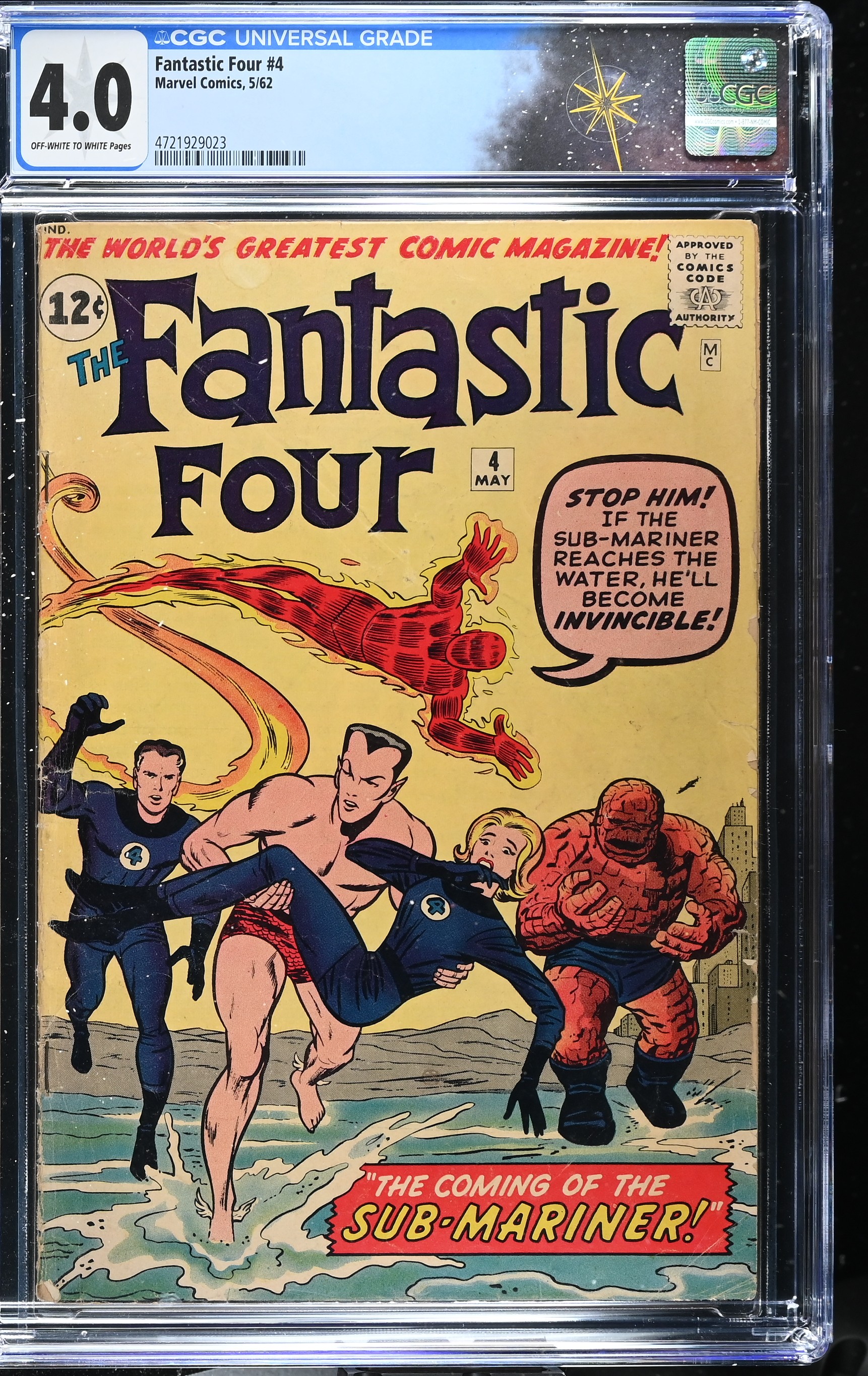 Fantastic Four #4 CGC 4.0 1st Silver Age Appearance of the Sub-Mariner (Marvel Comics, 1962) Off-White to White Pages