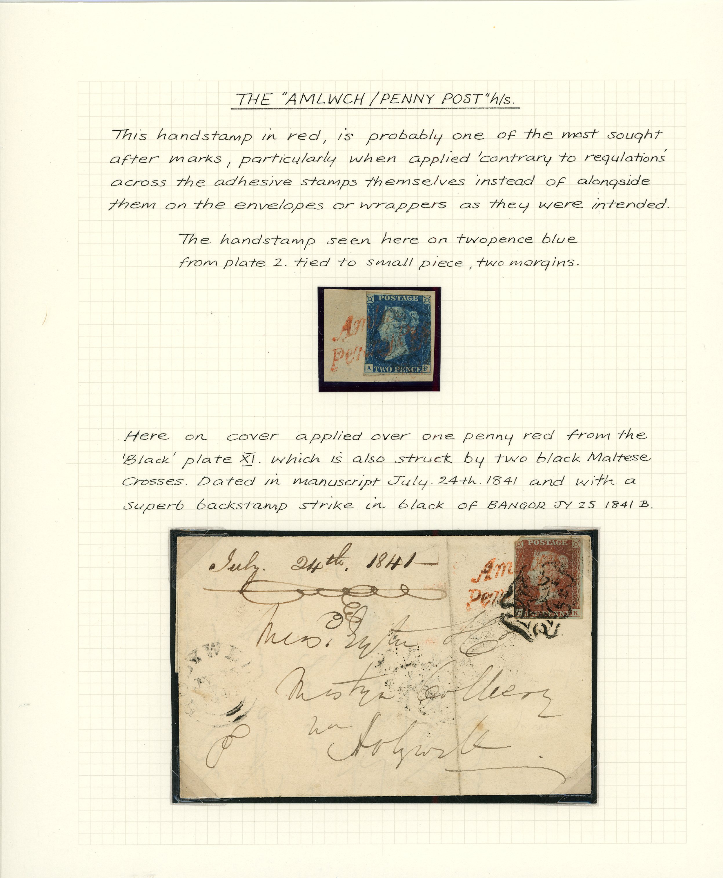 1840-41 Penny Post Handstamps. group of four.