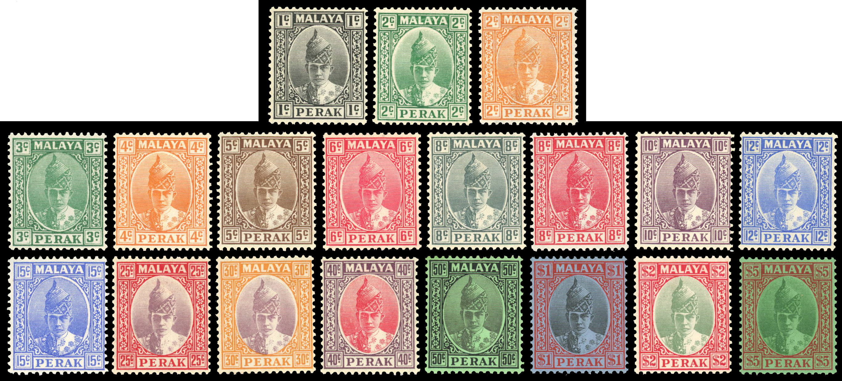 Malaya Perak 1938-41 SG 103-121 mint