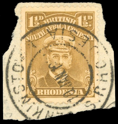 Rhodesia postmarks Jenkinstown on 1½d Admiral