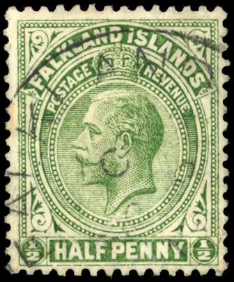 Falkland Islands SG 60ca ½d deep olive printed both sides used