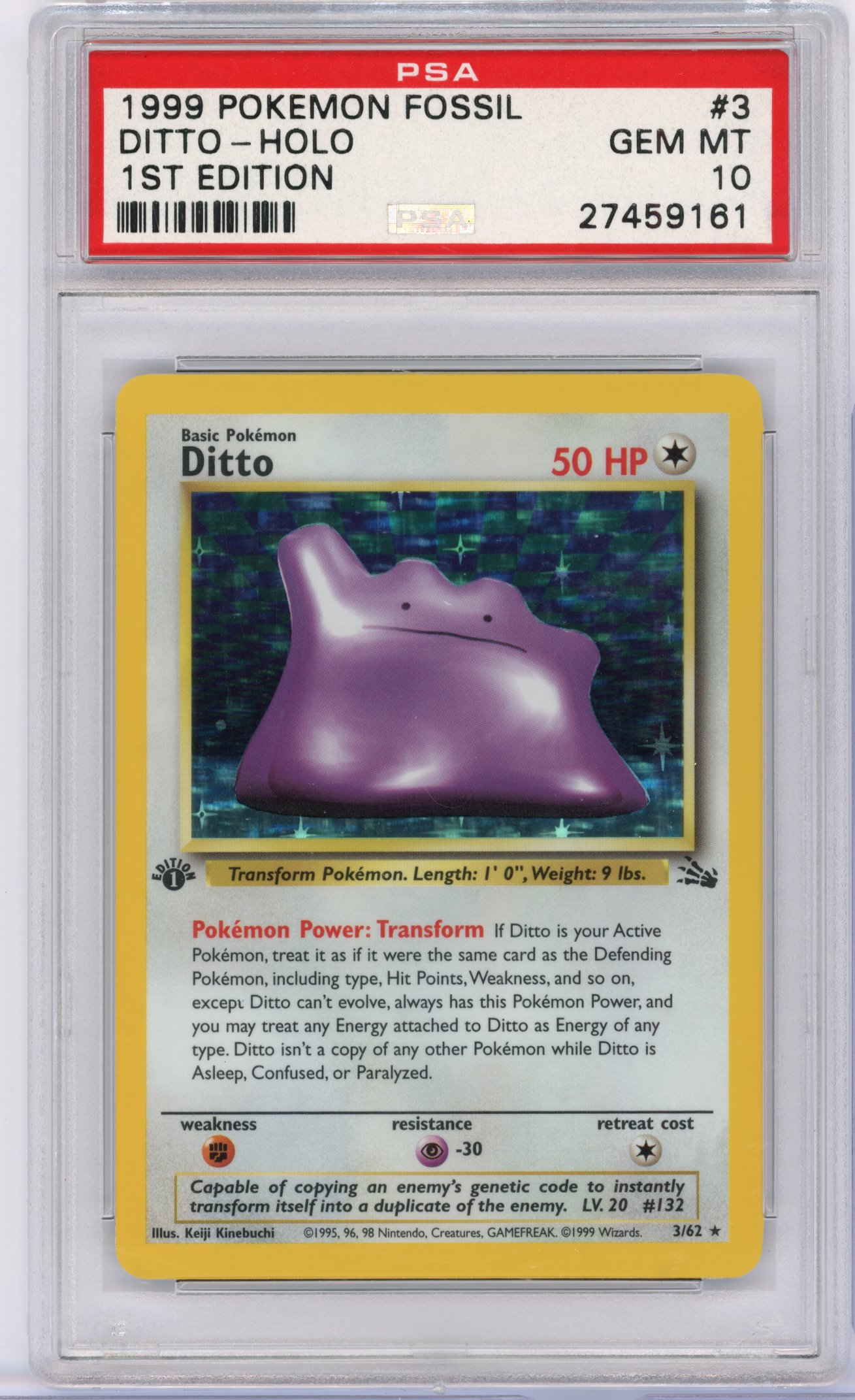 PSA 10 Ditto #3 First Edition Holo Fossil