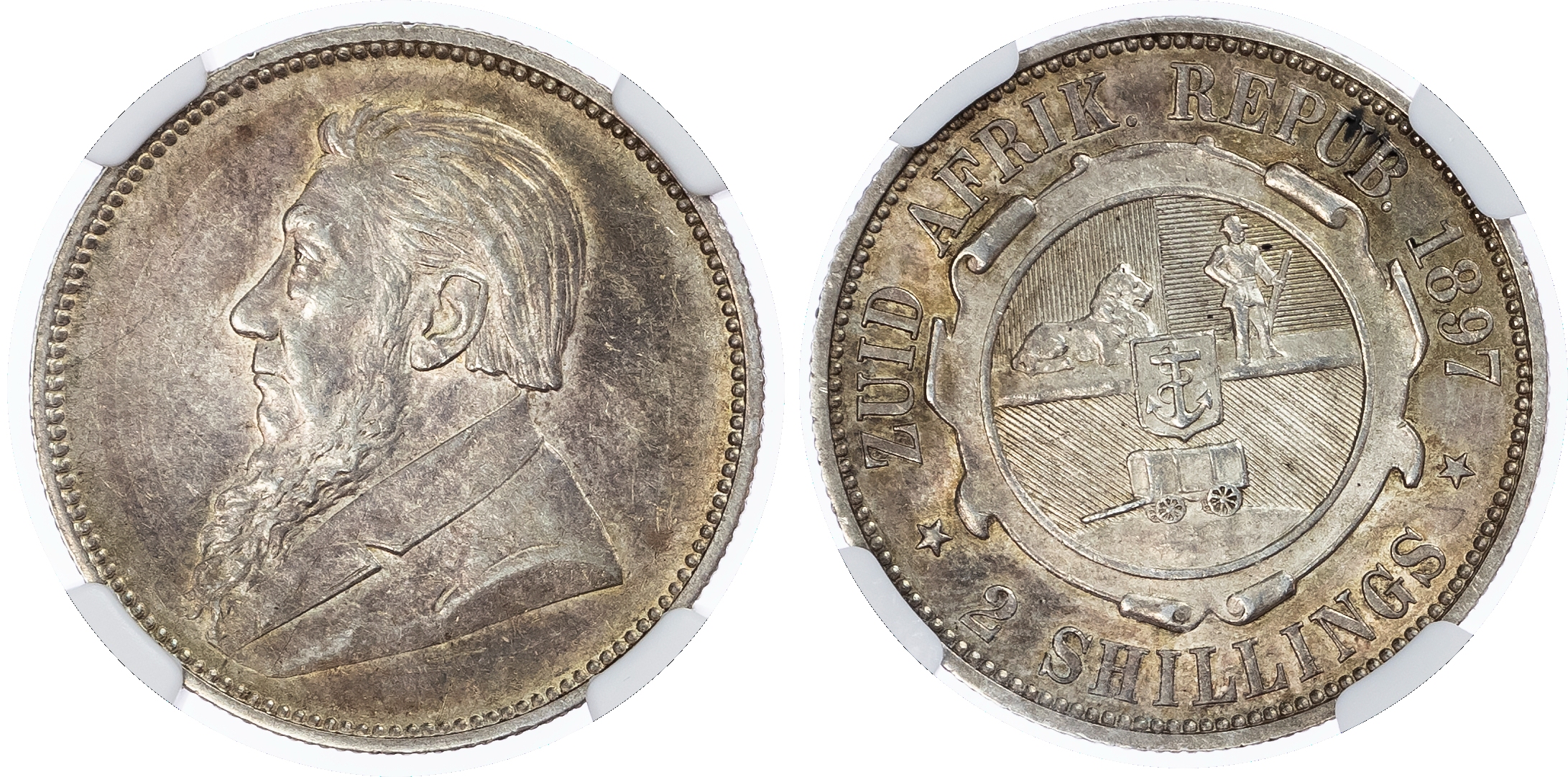 South Africa. Paul Kruger AR 2 Shillings. 1897. 
