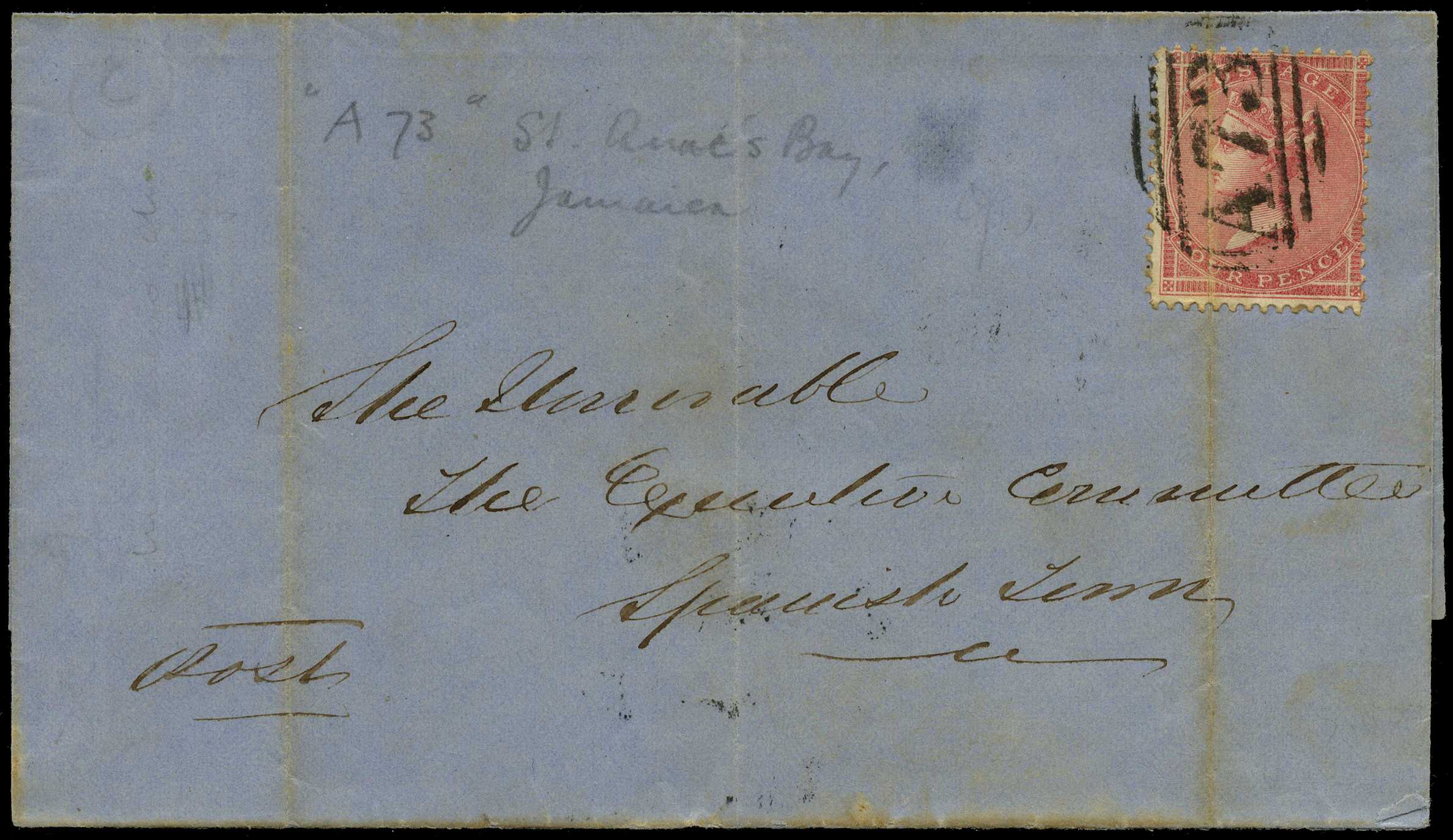 GB USED ABROAD: 1859 St. Ann’s Bay “A73”...