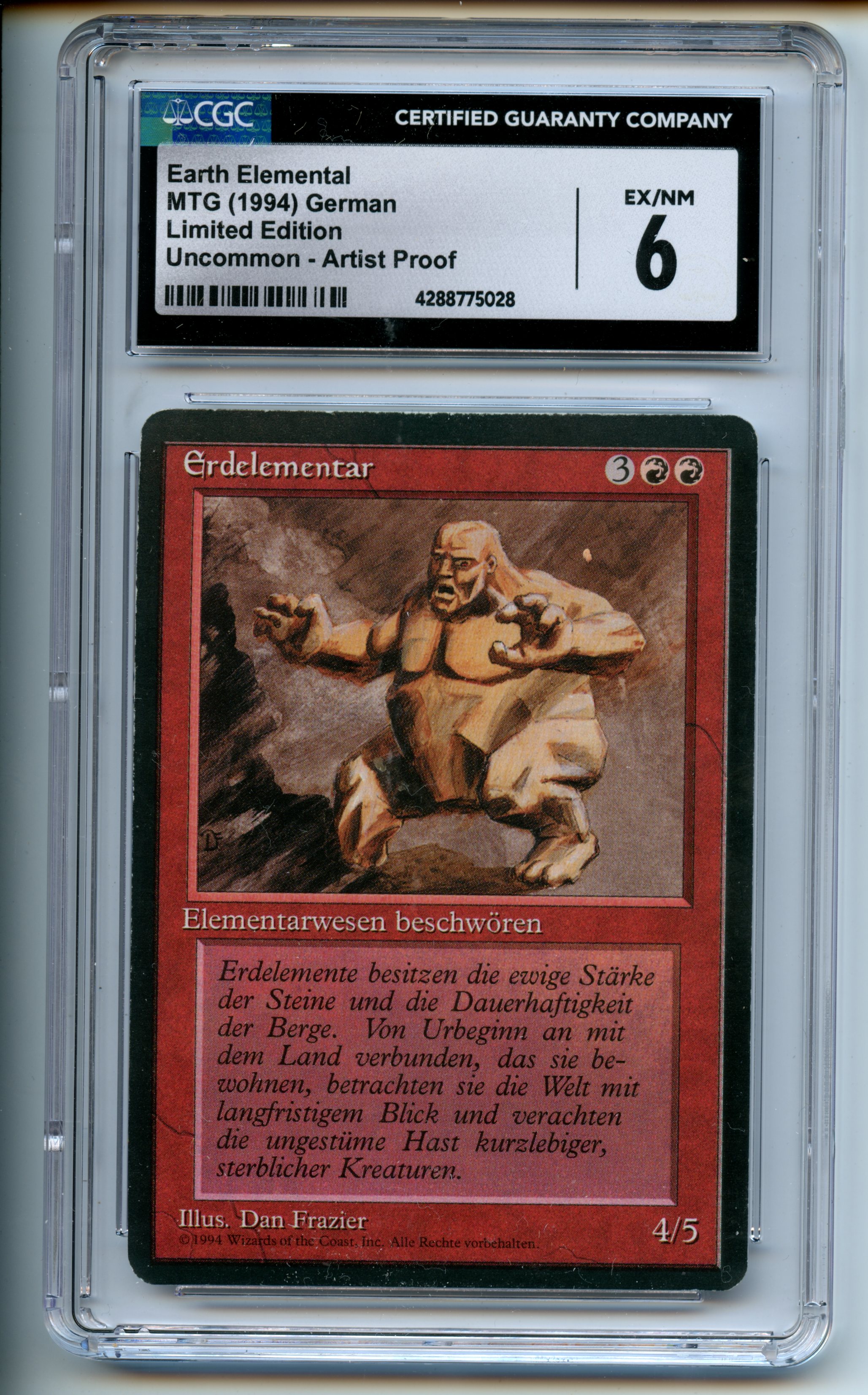 Magic: The Gathering  - Earth Elemental  Artist Proof  - German Language Limited Edition - CGC 6