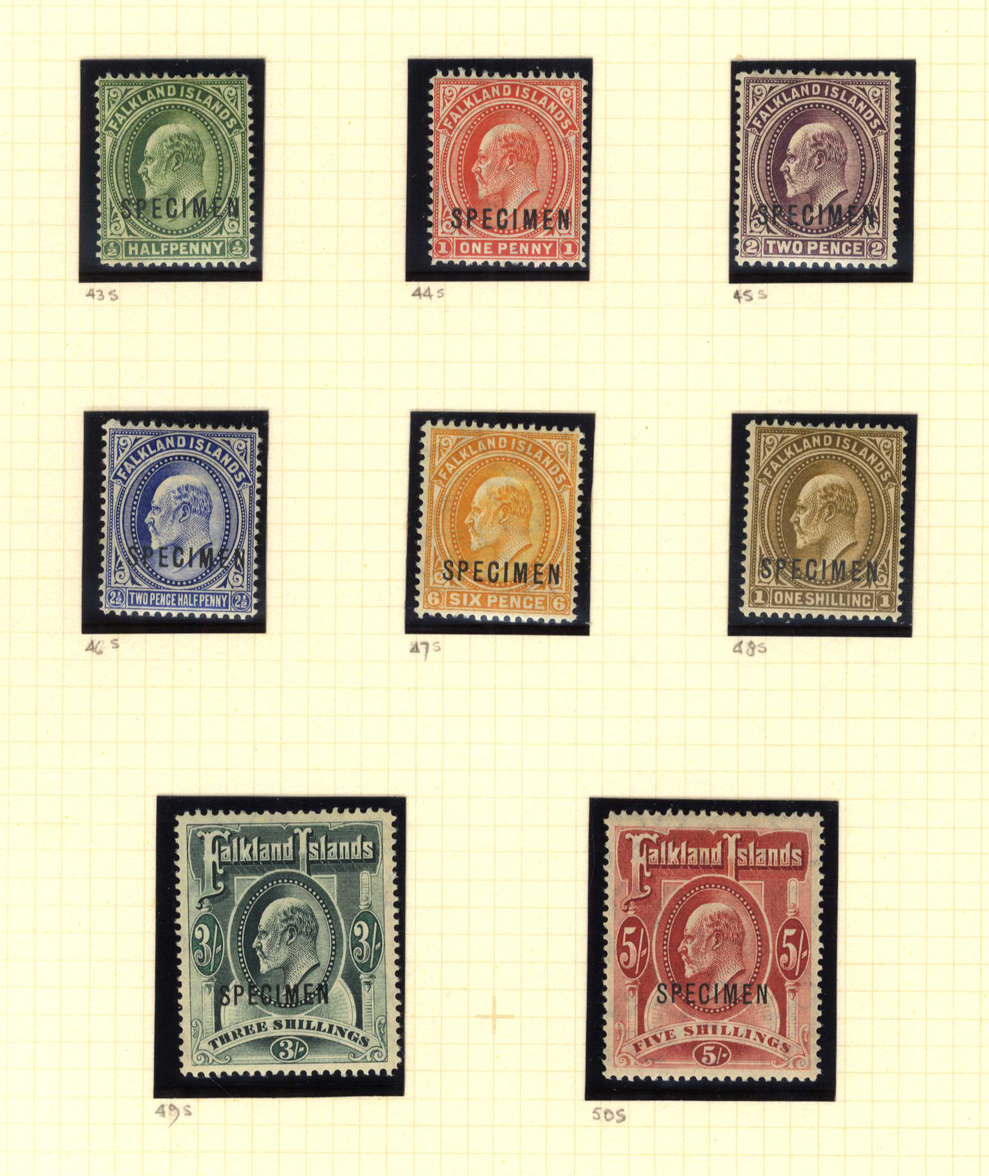 Falkland Islands SG 43-50 1904-12 KEVII balance collection