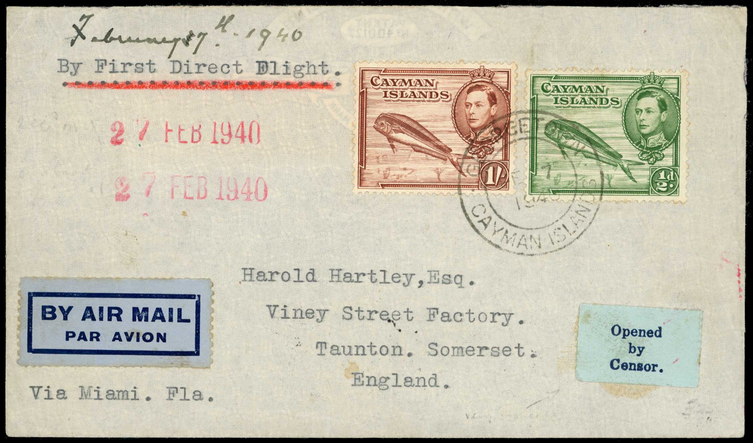 1940 Three first flight covers carried on the...