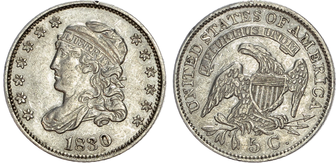USA, Capped Bust silver Half Dime, 1830, Philadelphia