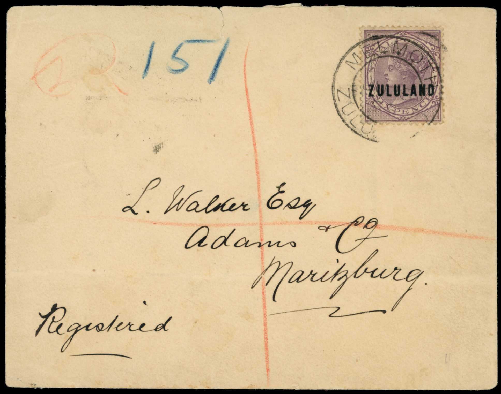 POSTAL HISTORY: 1895 registered cover...