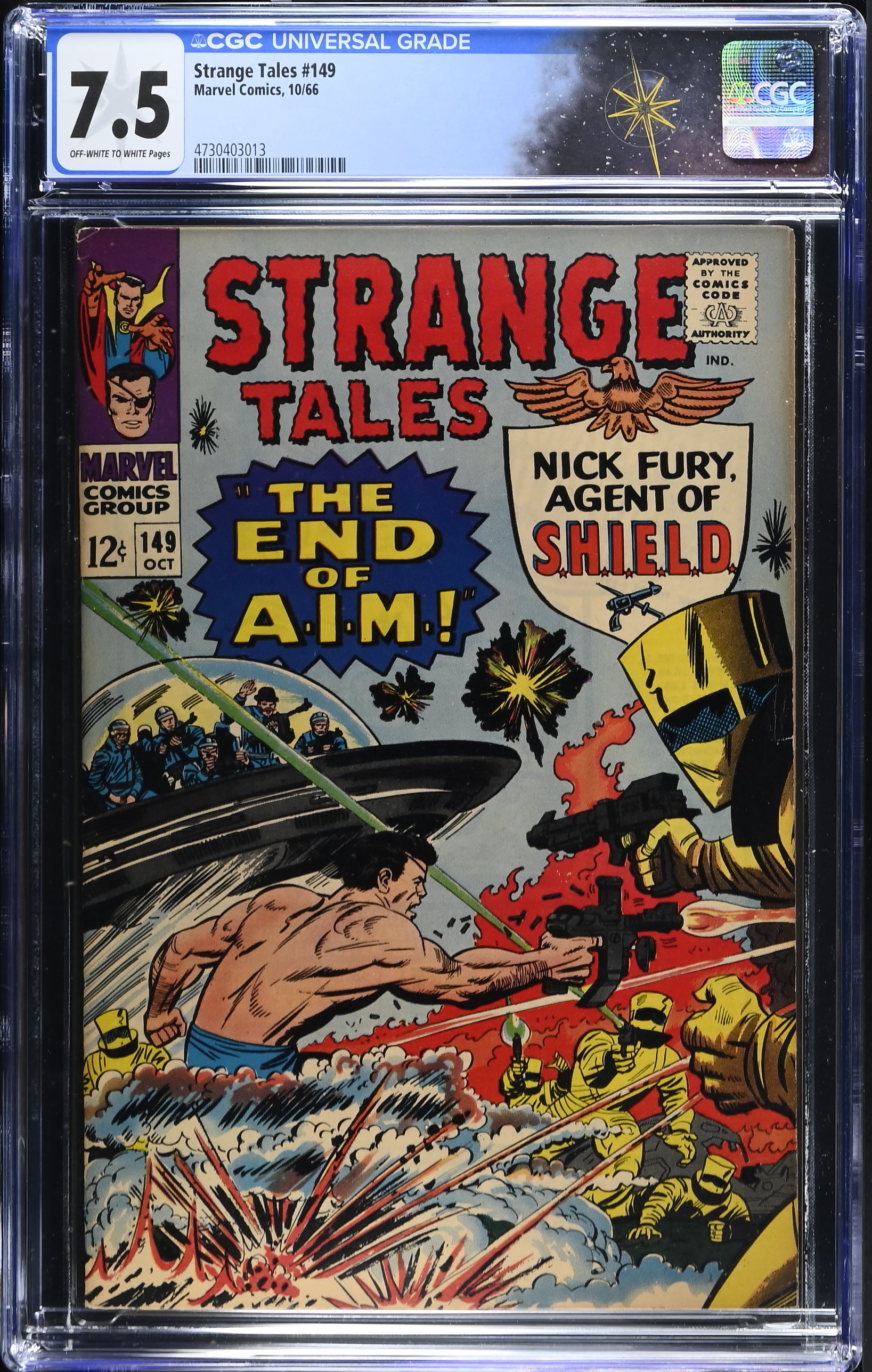 Strange Tales #149 CGC 7.5 Cover by Jack Kirby "The End of A.I.M.!" (Marvel Comics, 1966) Off-White to White Pages