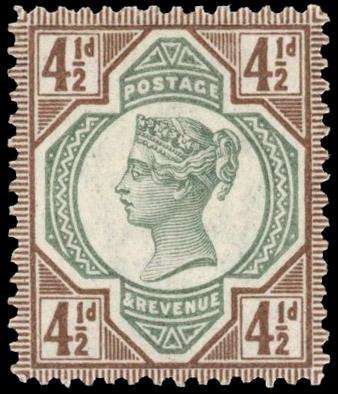 GB SG 206 1892 4½d Jubilee colour trial