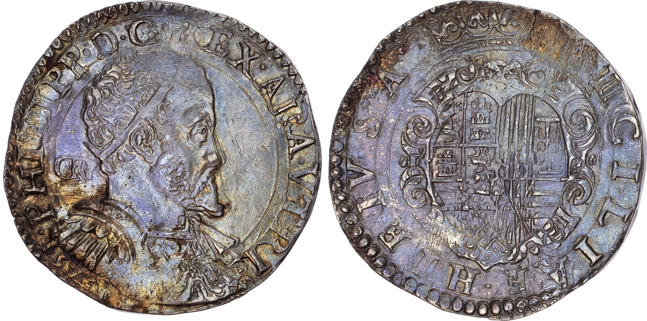 Italy, Naples, Philip II (1554-1598), silver Mezzo Ducato, 1575