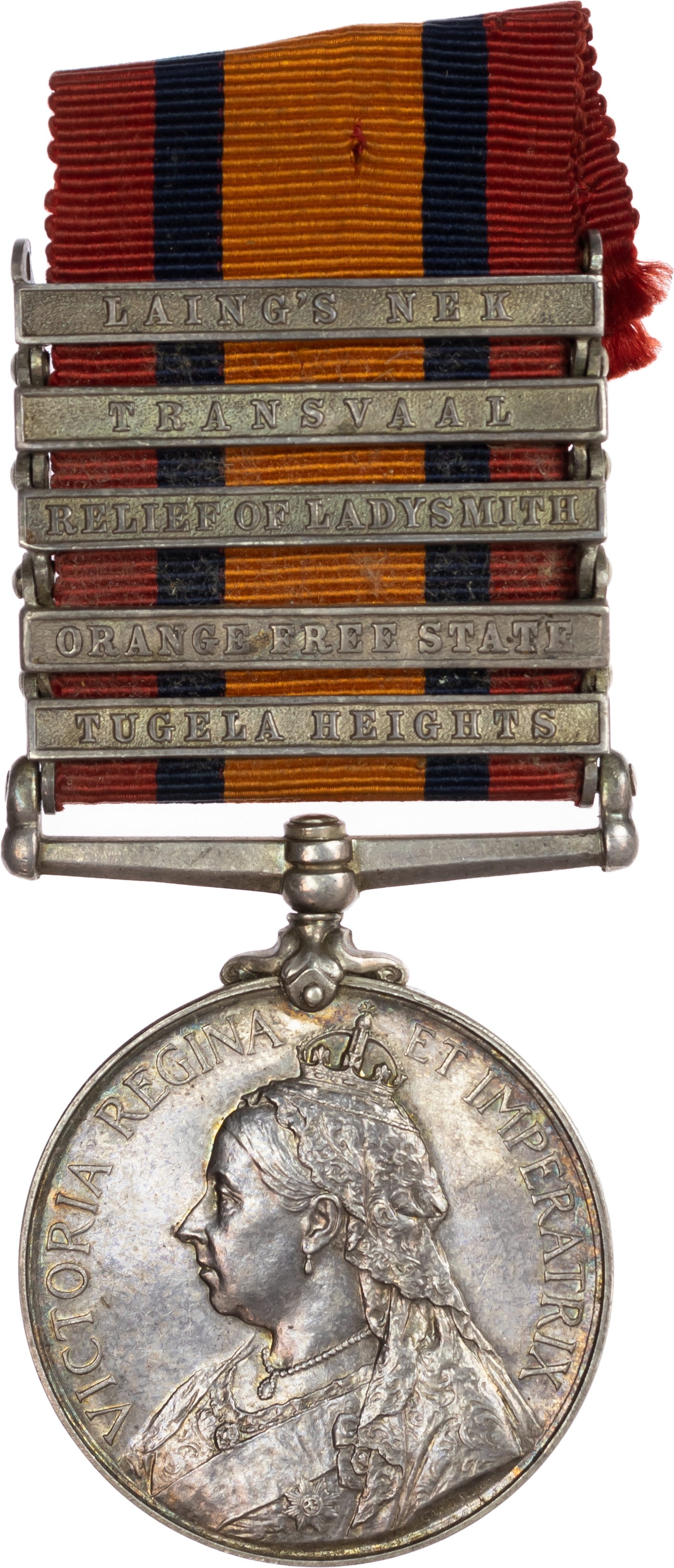 Queen’s South Africa Medal 1899-1902, 2nd type, ghost dates, 5 clasps, awarded to Corporal A. Wade