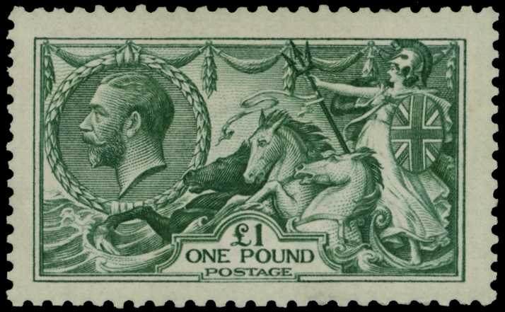 1913 £1 green, brilliant o.g. (with barest...