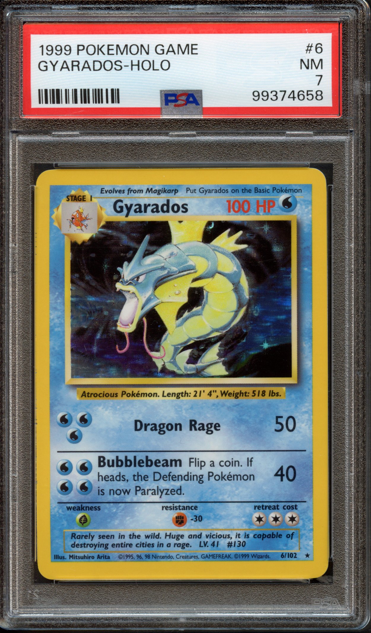 PSA 7 Gyarados Holo #6 - Base Set Unlimited 1999