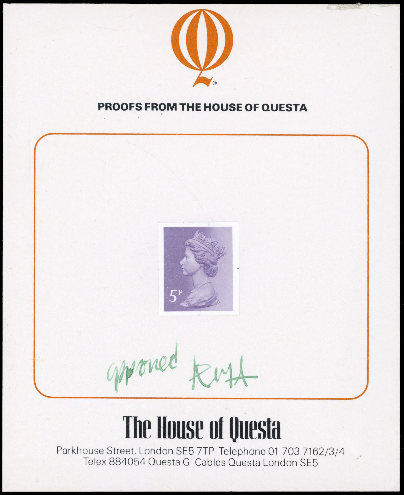 GB SG X1003 1979 House of Questa 5p lithographic trial 