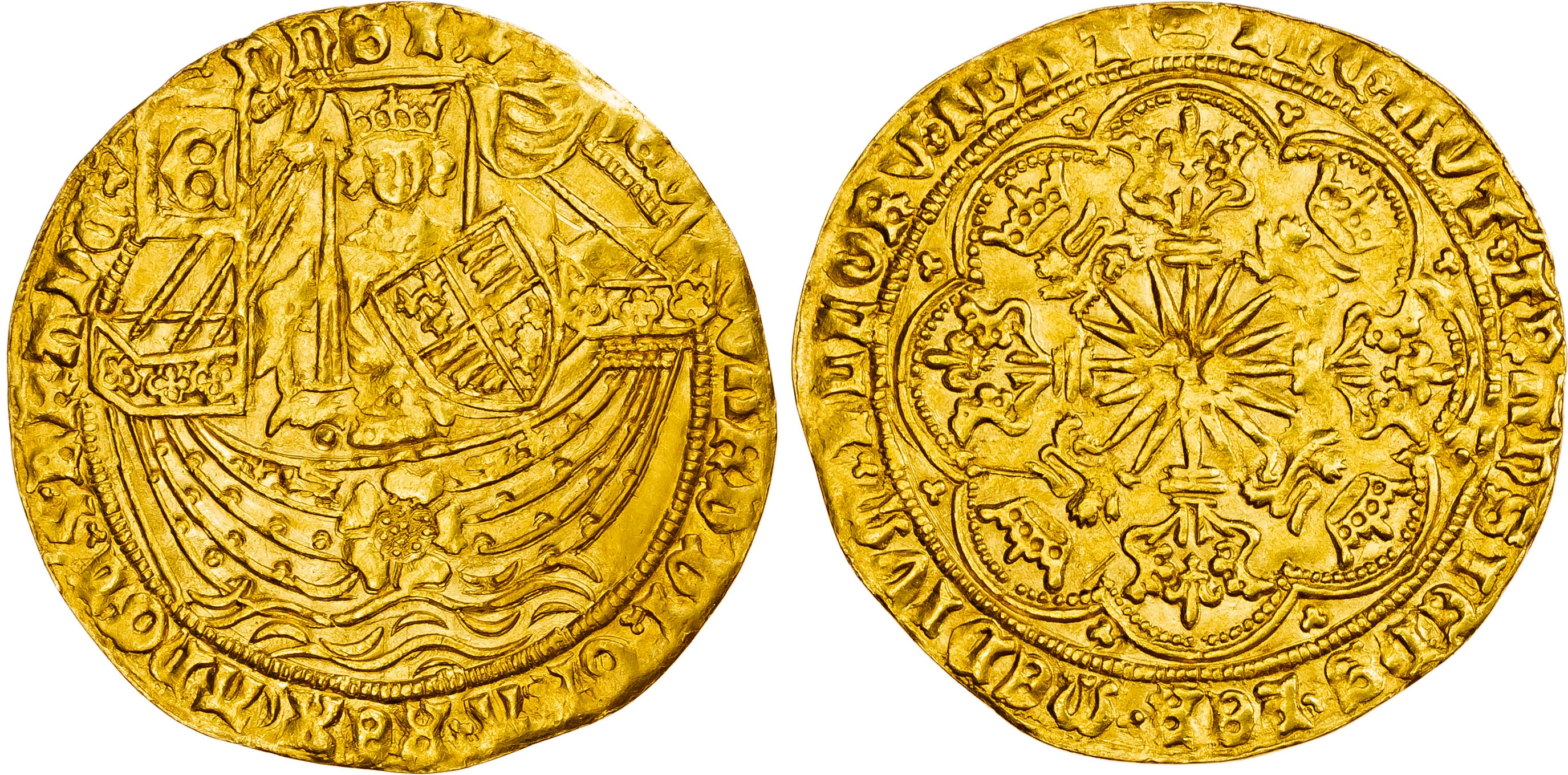 dward IV (First Reign, 1461-1470), AV Noble, Light Coinage, Tower (London) mint, mm. crown (1466-7).