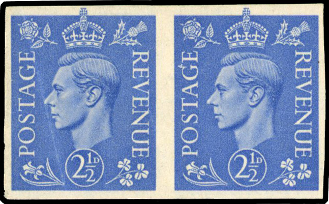 1941 2½d Light ultramarine imperforate pair mint (SG489c)