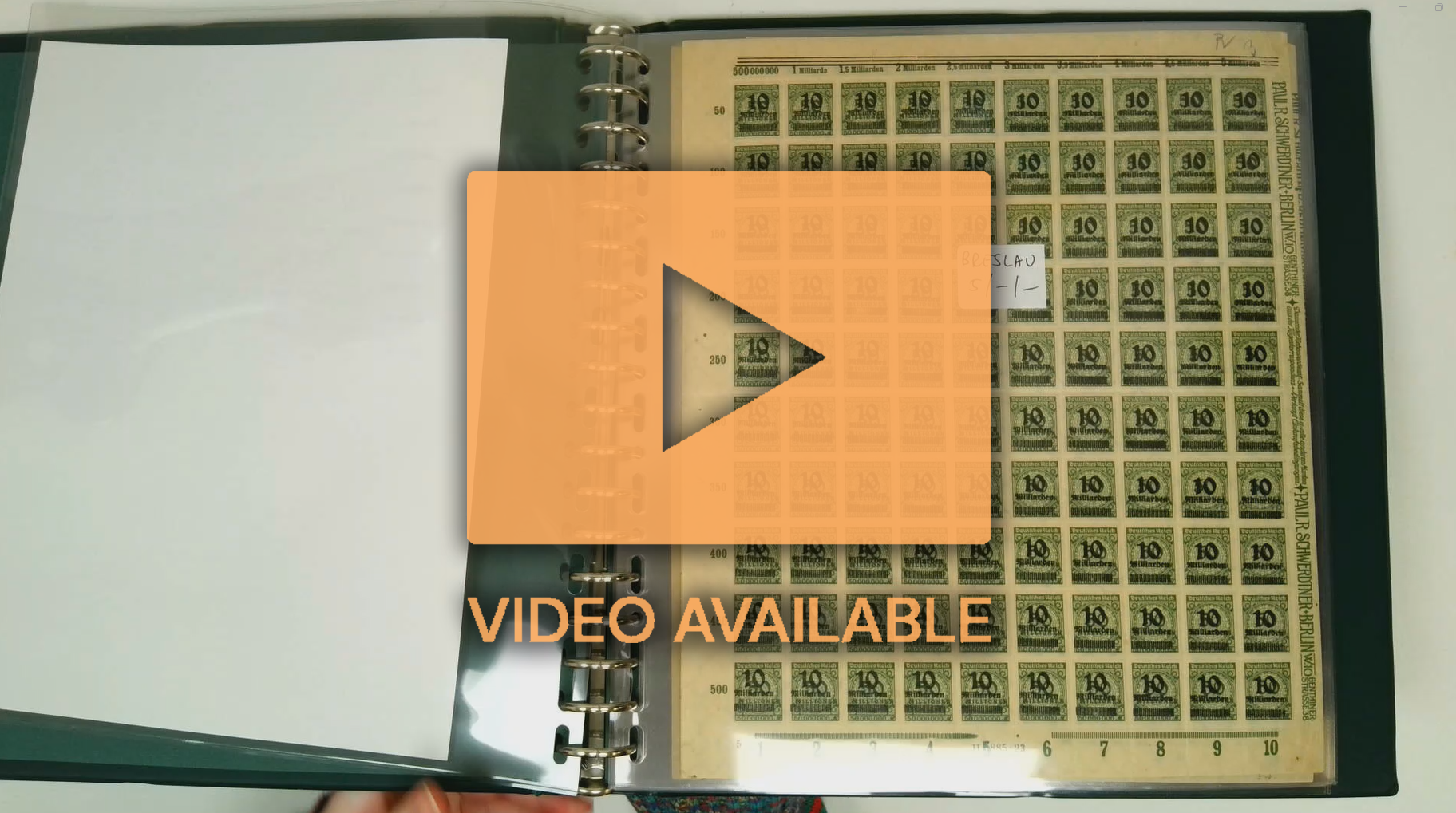 Germany Inflation 1923 10Mrd on 50Mio M rouletted sheets