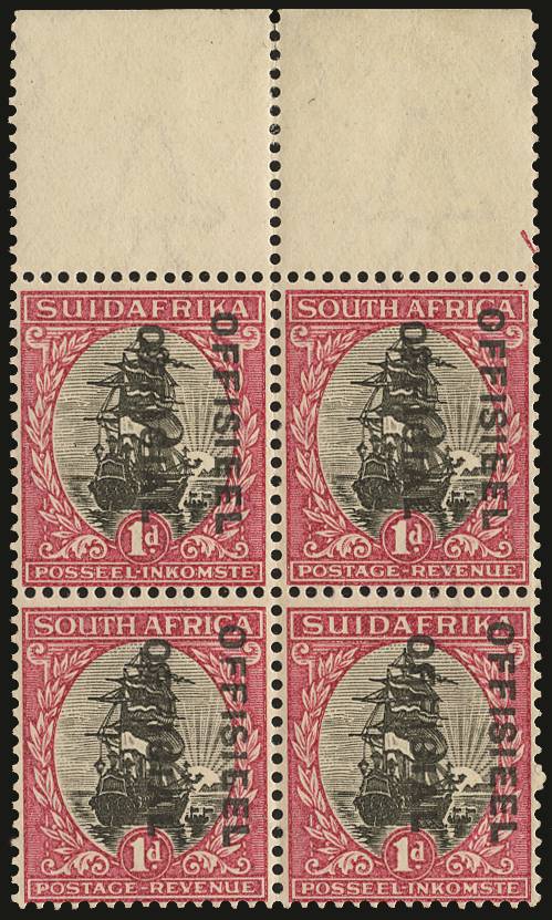 SOUTH AFRICA SG O13cw 1930-47 Set 6 1d mispl opt marg B4 u/m