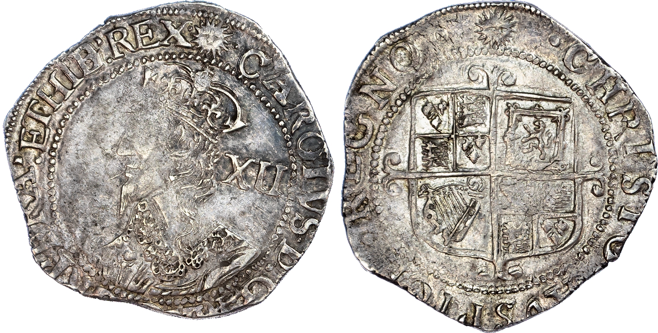 Charles I (1625-1649), AR Shilling, Tower mint under Parliament, m.m. sun (1645-1646), 5.89g.