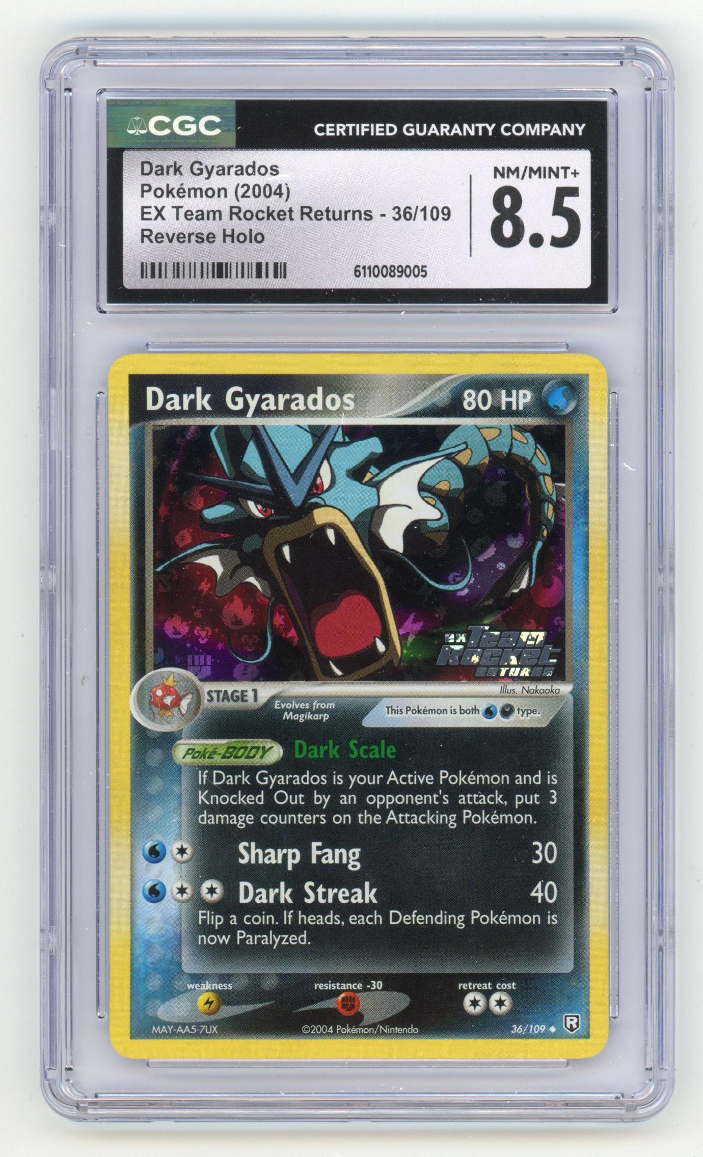 CGC 8.5 Dark Gyarados #36 Reverse Holo - EX Team Rocket Returns