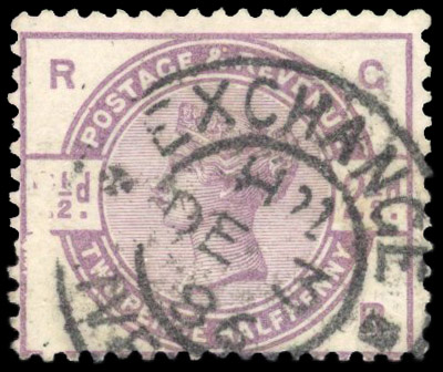 1884 2½d lilac. Used example showing a unique non-constant variety