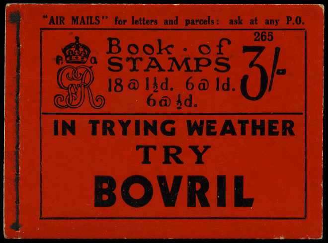1933 (October) 3/- booklet (#265), perfs...
