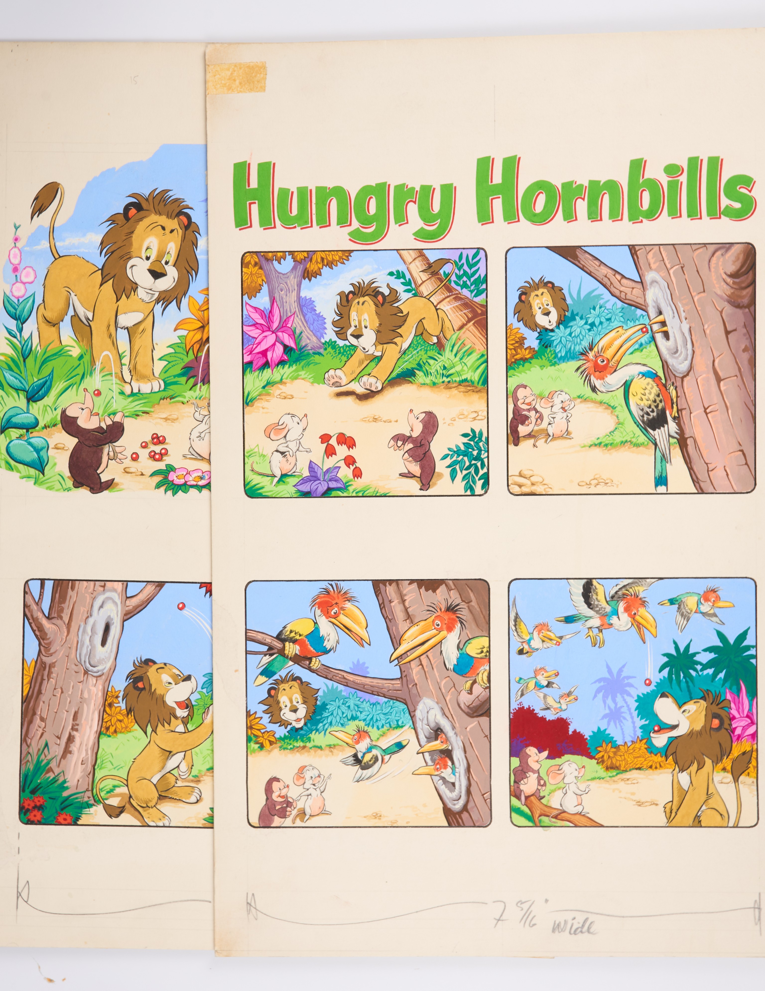 Bert Felstead Leo The Friendly Lion Story Art Leo And The Friendly Hornbills Story Art (IPC Magazines, 1900s) Total 2