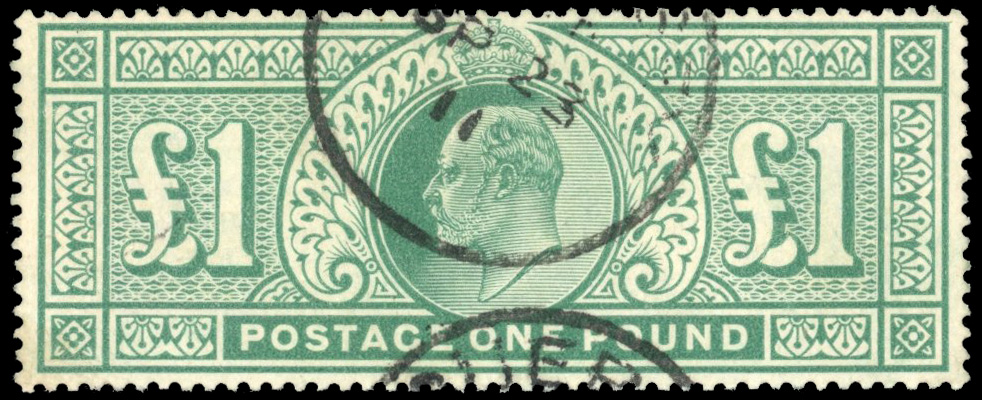 GB SG 266 1902 £1 dull blue-green used