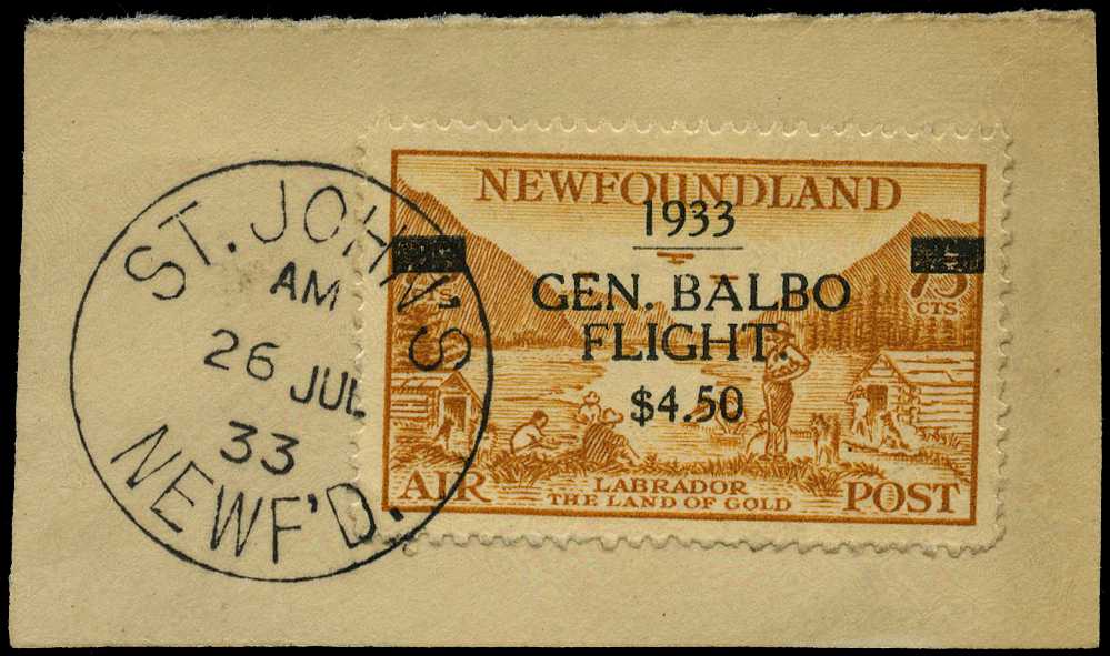 1933 “GEN. BALBO FLIGHT $4.50” surcharge on...