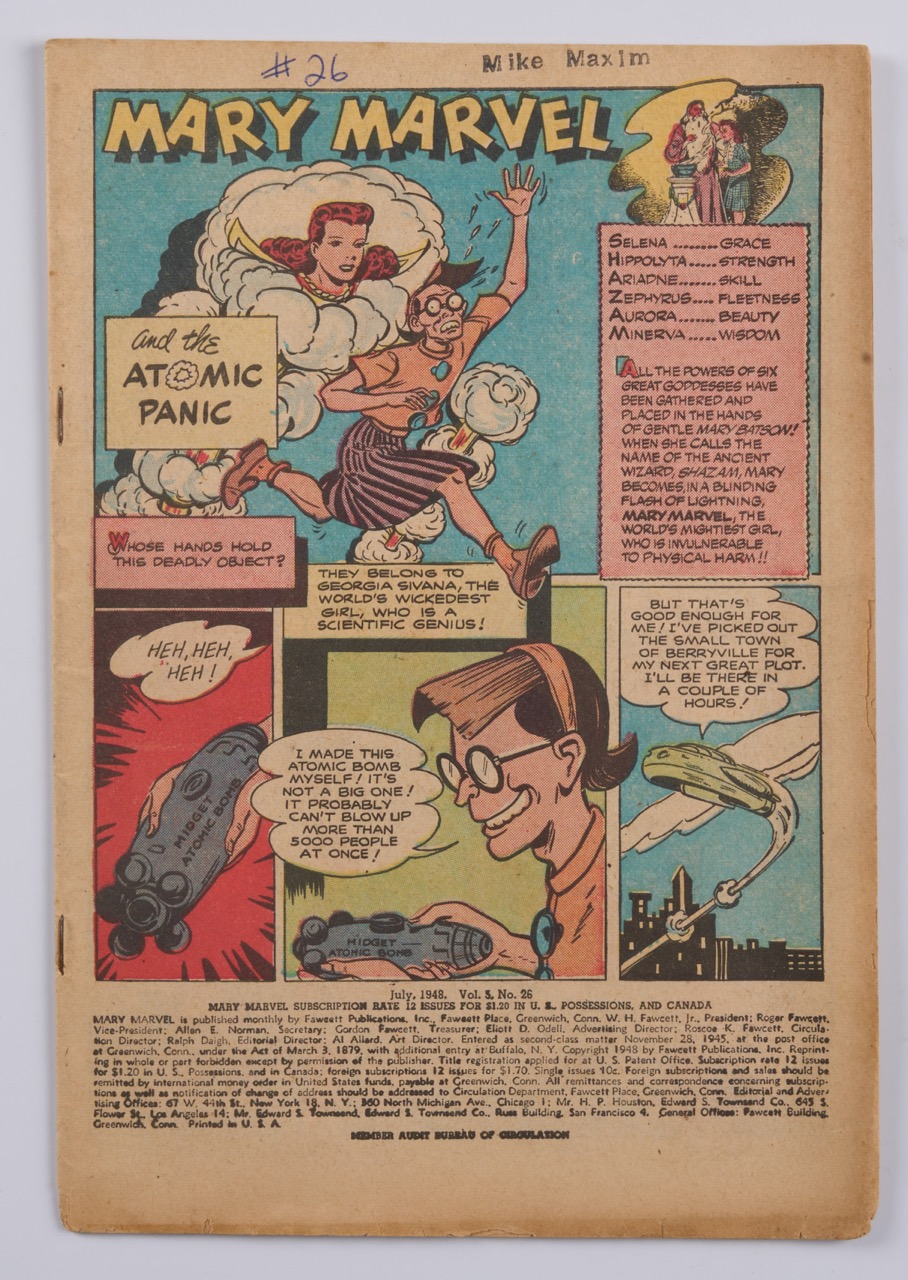 Mary Marvel Comics #26 'Mary Marvel and the Atomic Panic' (Fawcett, 1948) NR