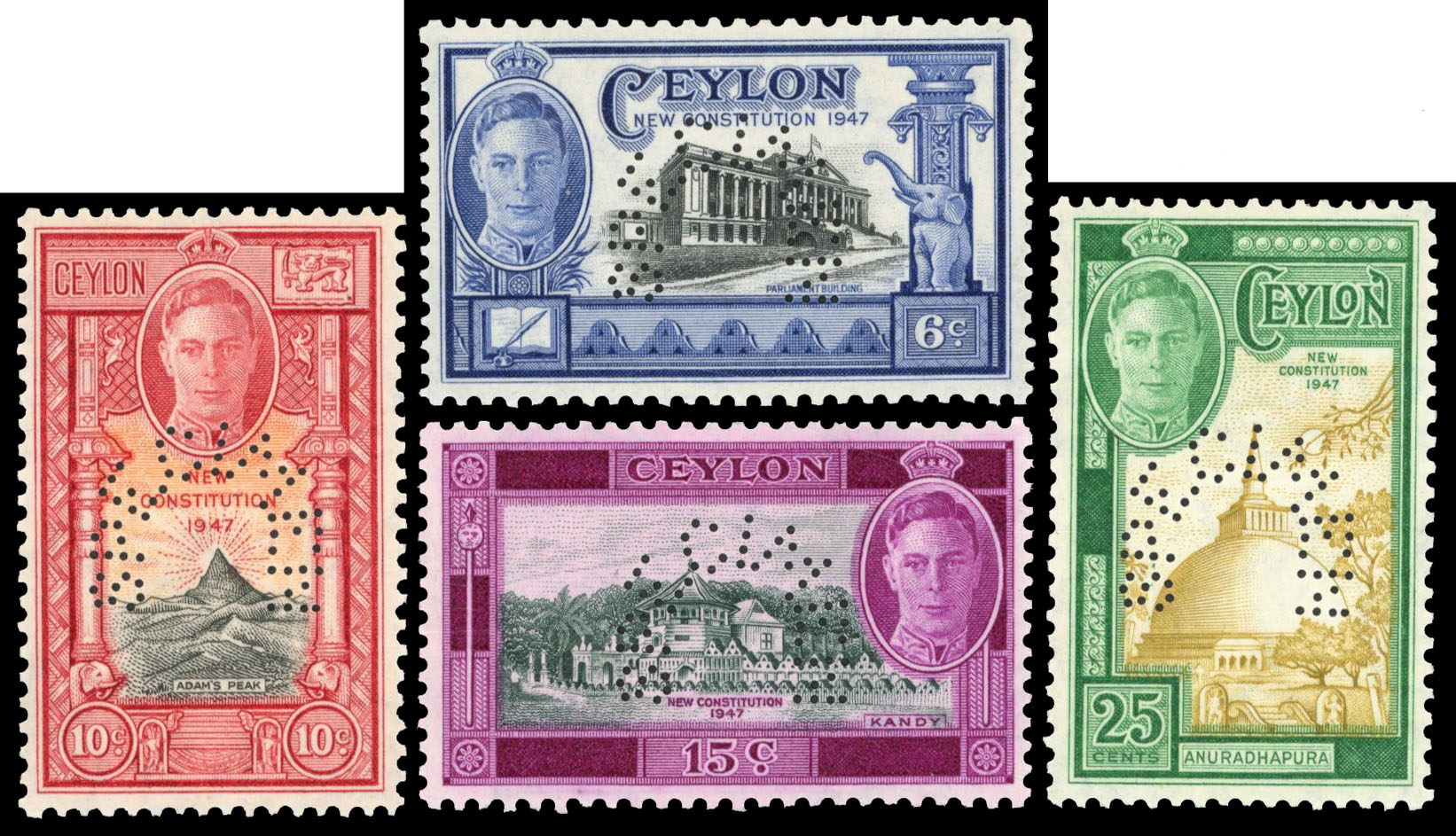 Ceylon SG 402s-405s Specimens