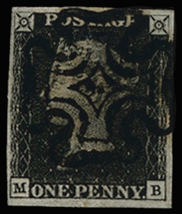 1840 1d Black Pl.6. Very fine used good...