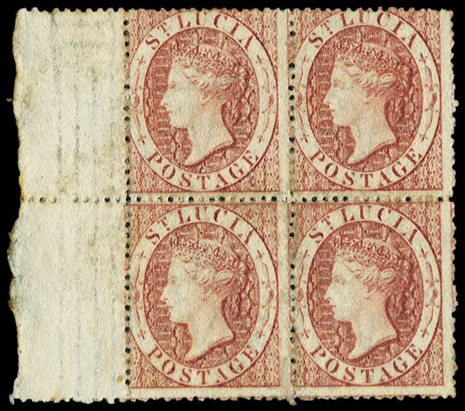 1860 (1d) rose-red (SG 1) left hand...