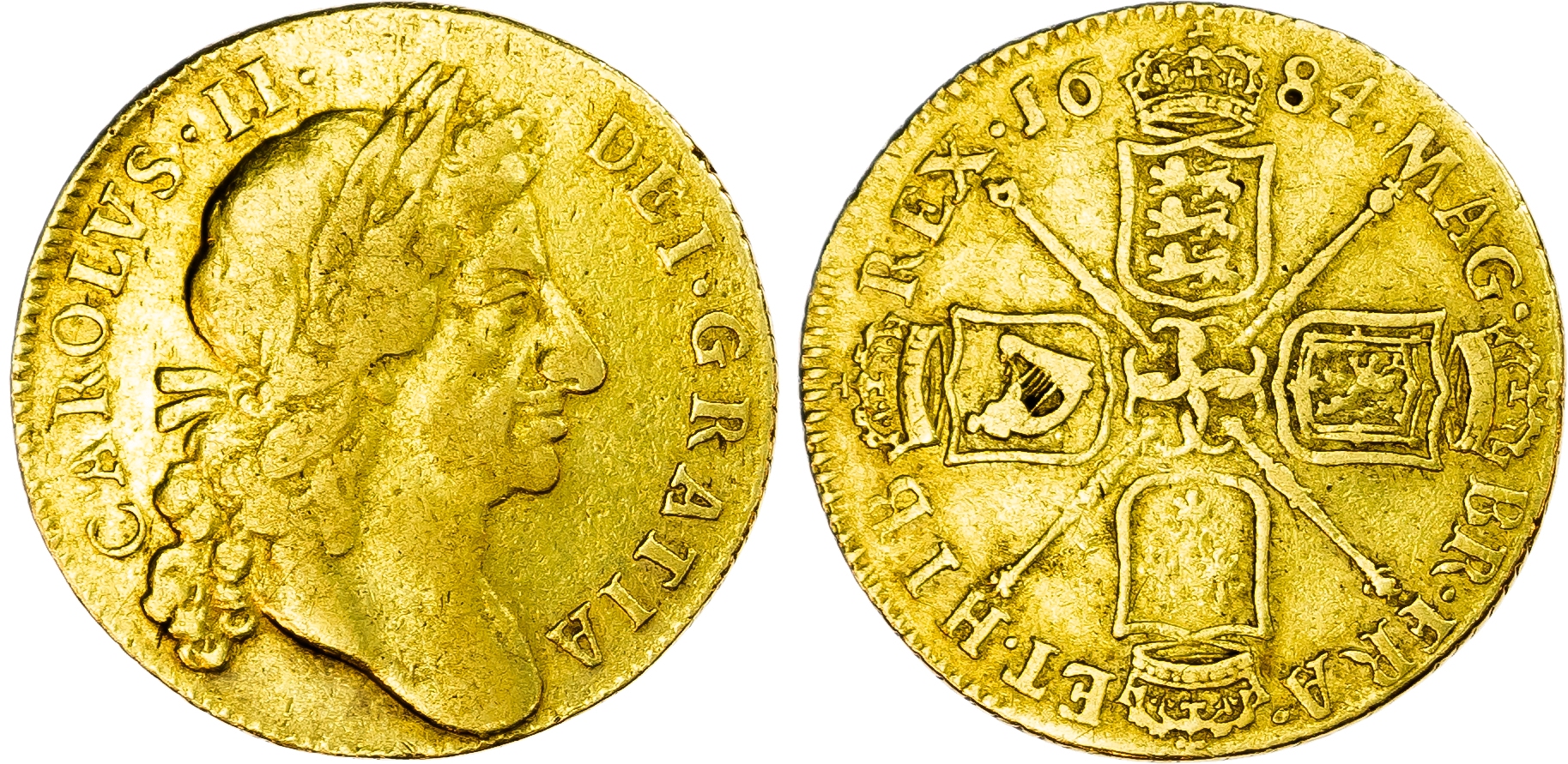 Great Britain, England. Charles II AV Guinea (4th Bust). 1684. 