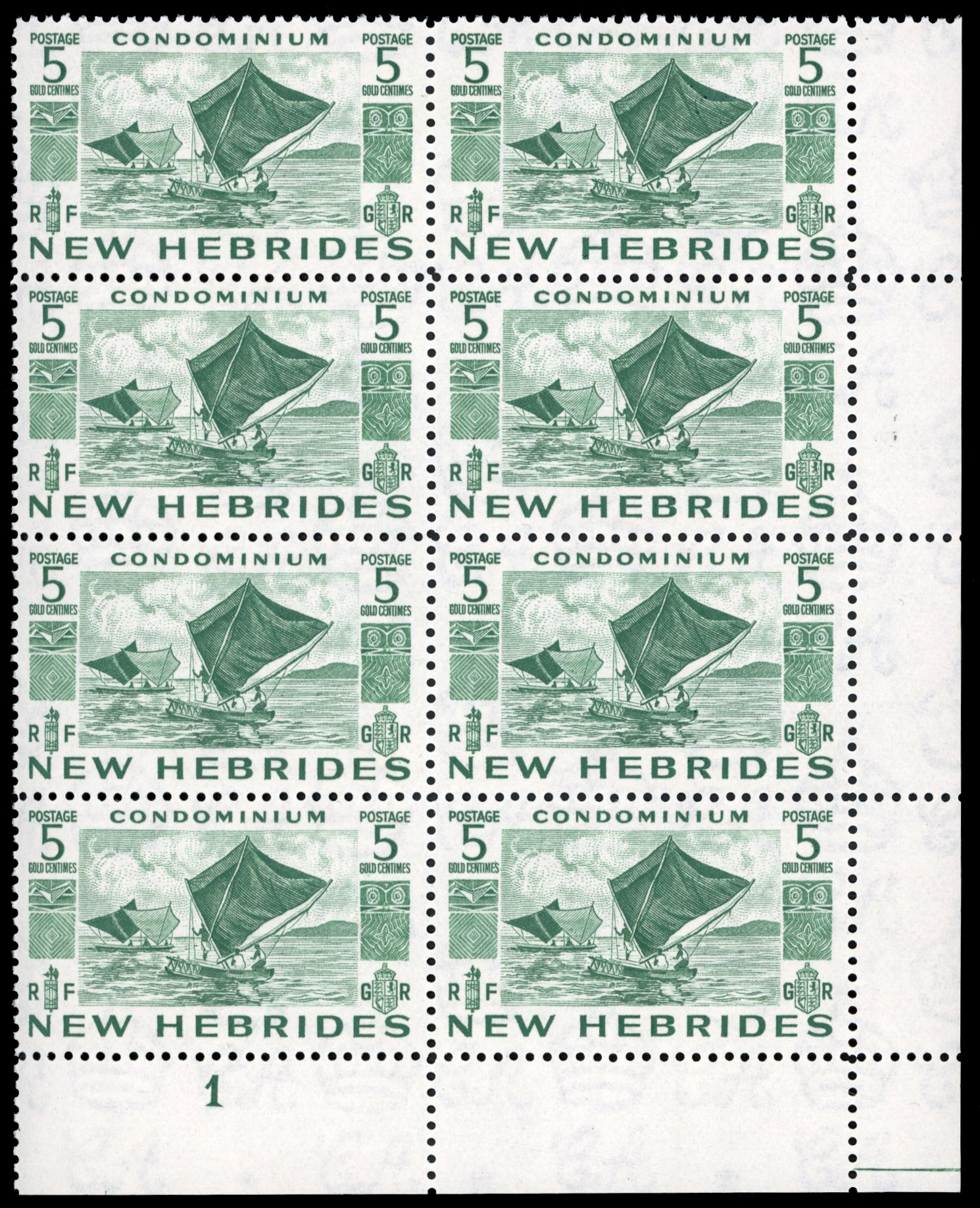 New Hebrides SG 68-78 Plate blocks mint