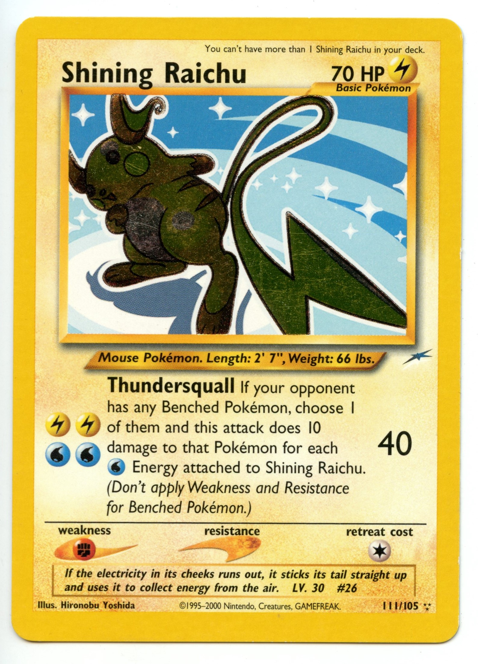 Pokemon TCG  - Shining Raichu  HOLO  - Neo Destiny  - Lightly Played 