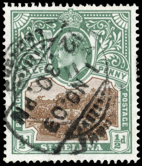 St Helena SG 55w 1903 ½d inverted watermark used