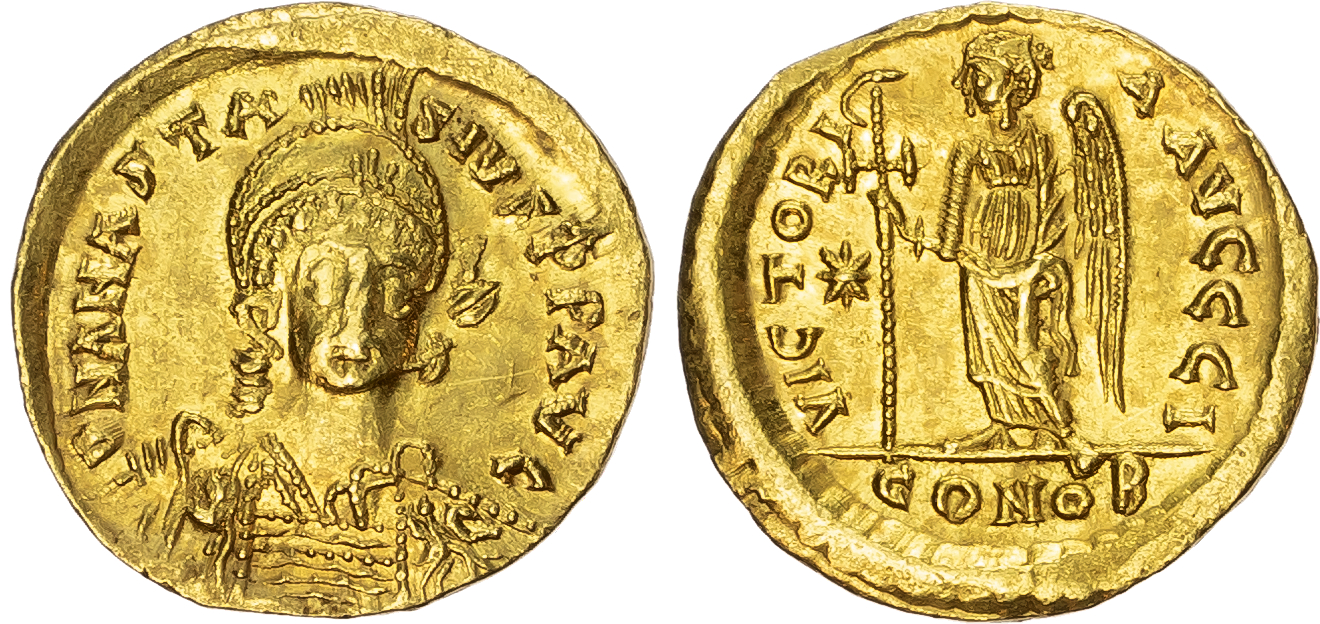 Anastasius (AD 491-518) AV Solidus, Constantinople, AD 498-518, 4.48g.