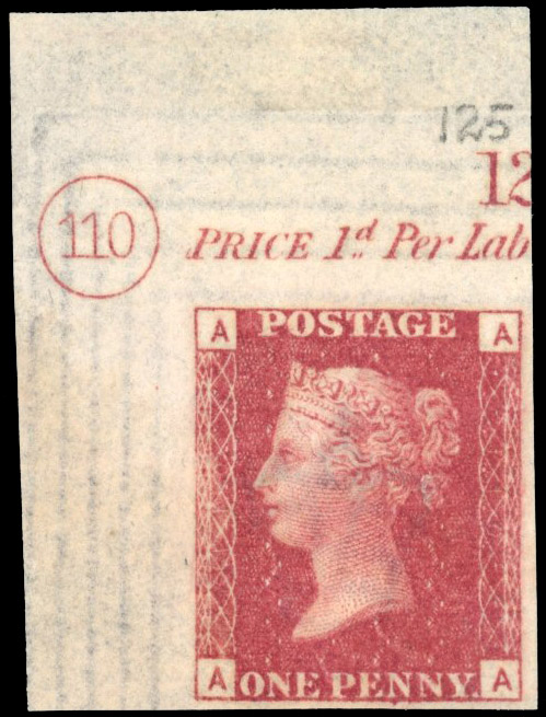 GB SG 43 1864-79 1d Plate 110 imprimatur