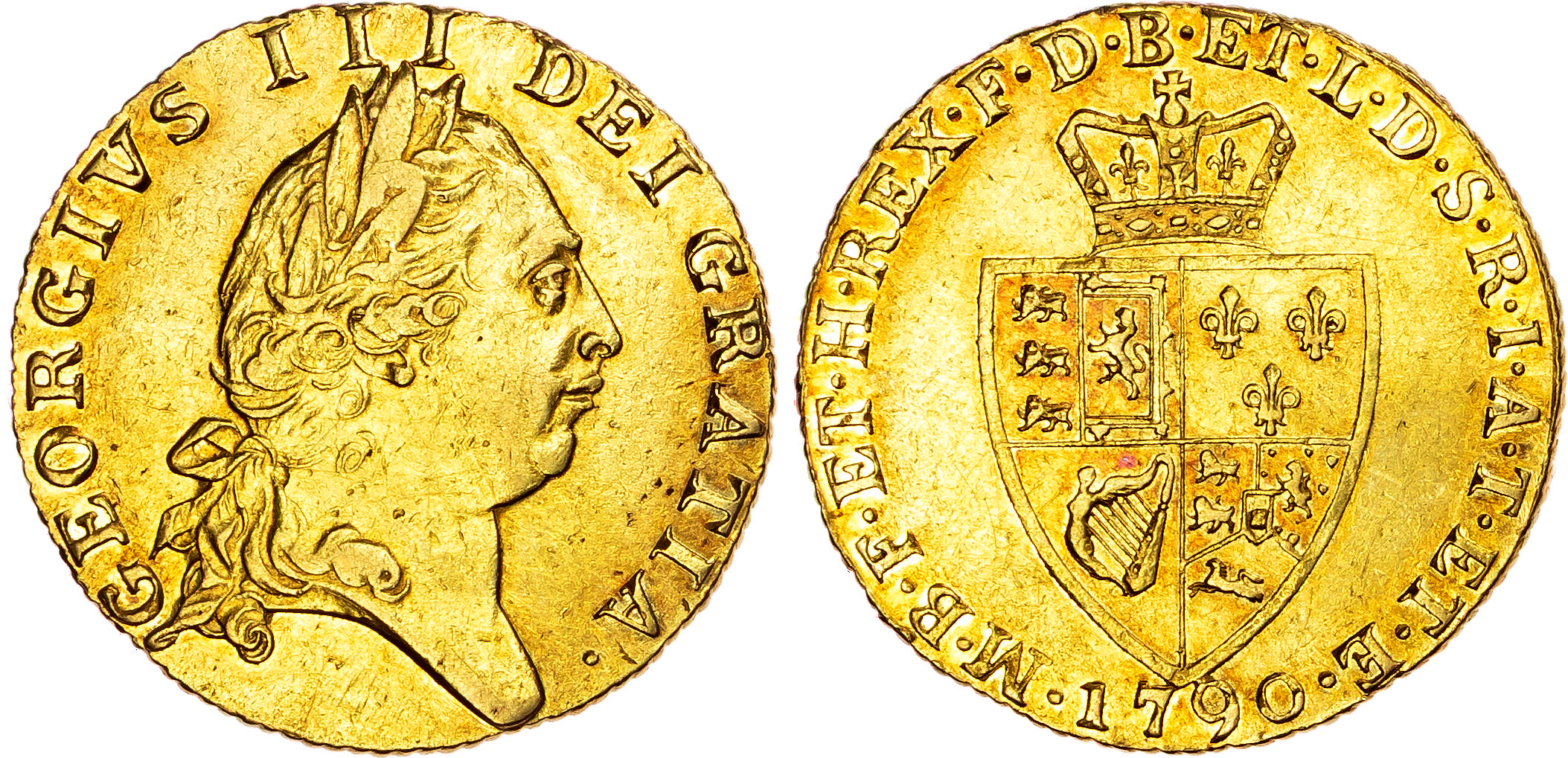 George III (1760-1820), AV ‘Spade’ Guinea, 1790.