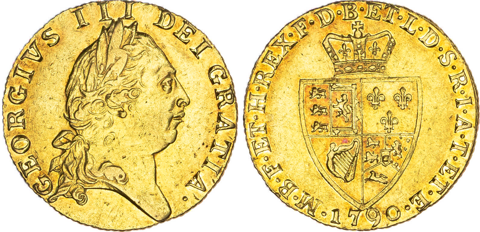 George III (1760-1820), AV ‘Spade’ Guinea, 1790.