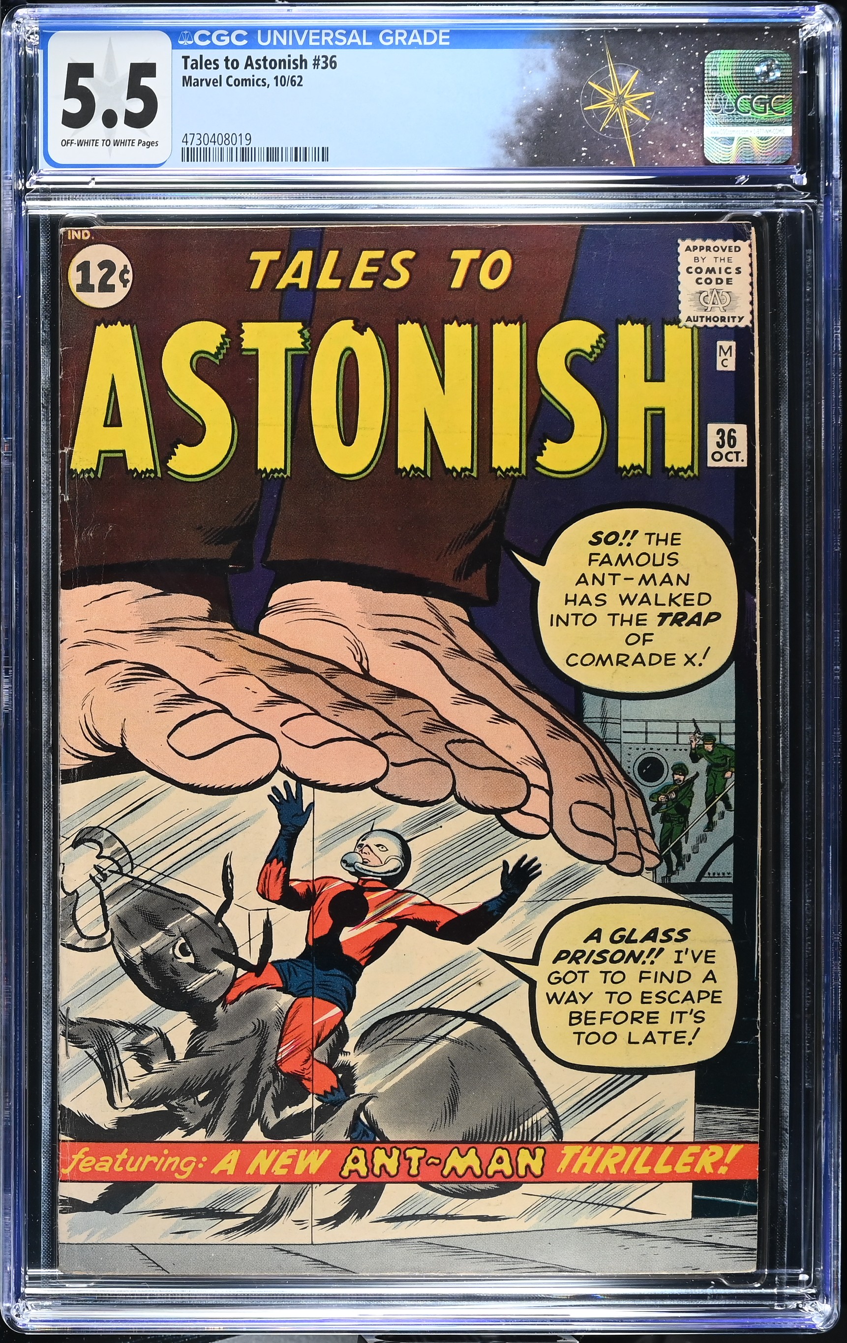 Tales to Astonish #36 CGC 5.5 3rd Appearance of Ant-Man (Marvel Comics, 1962) Off-White to White Pages