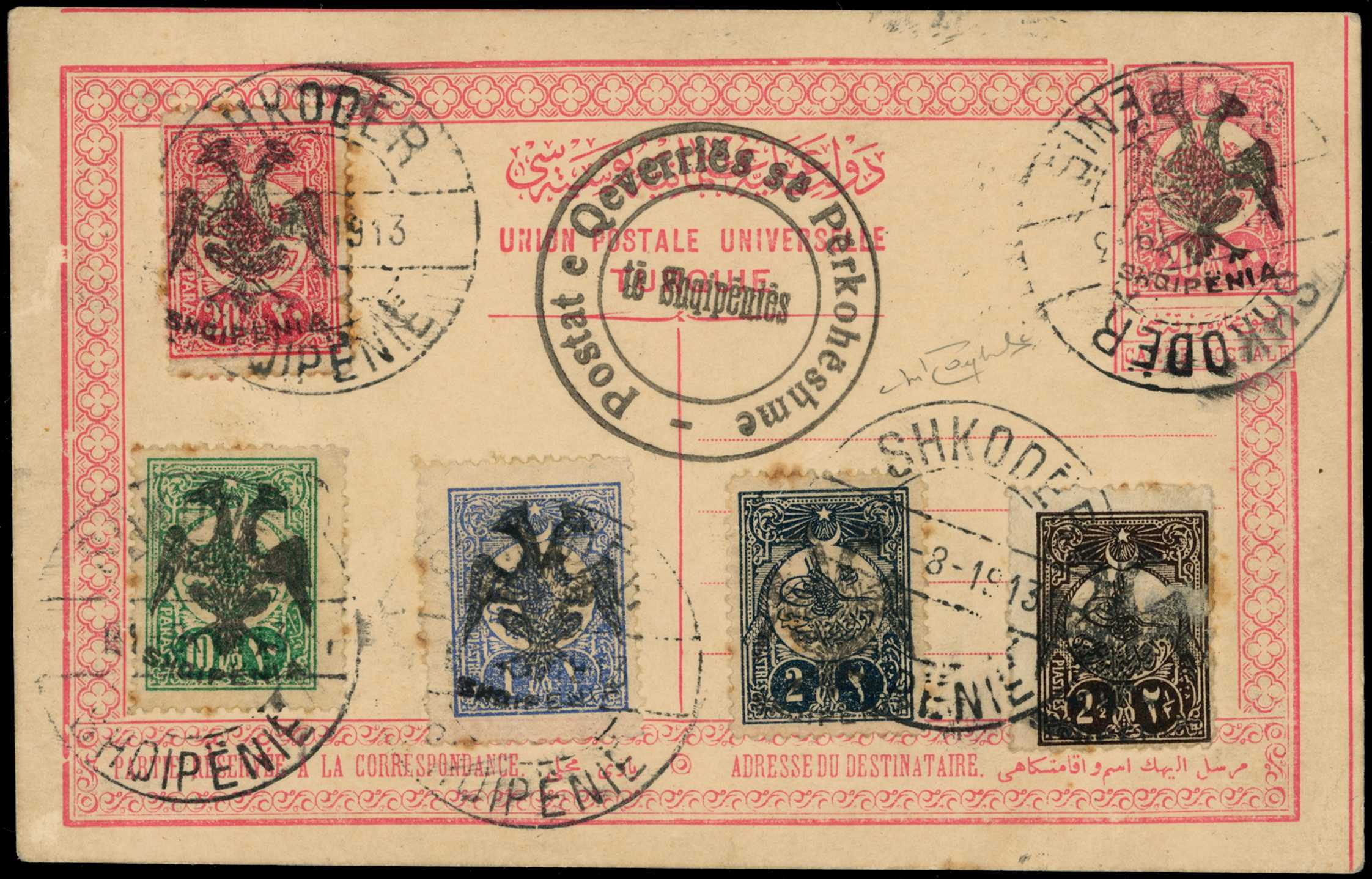 1913 printed postcard franked by 2pi...