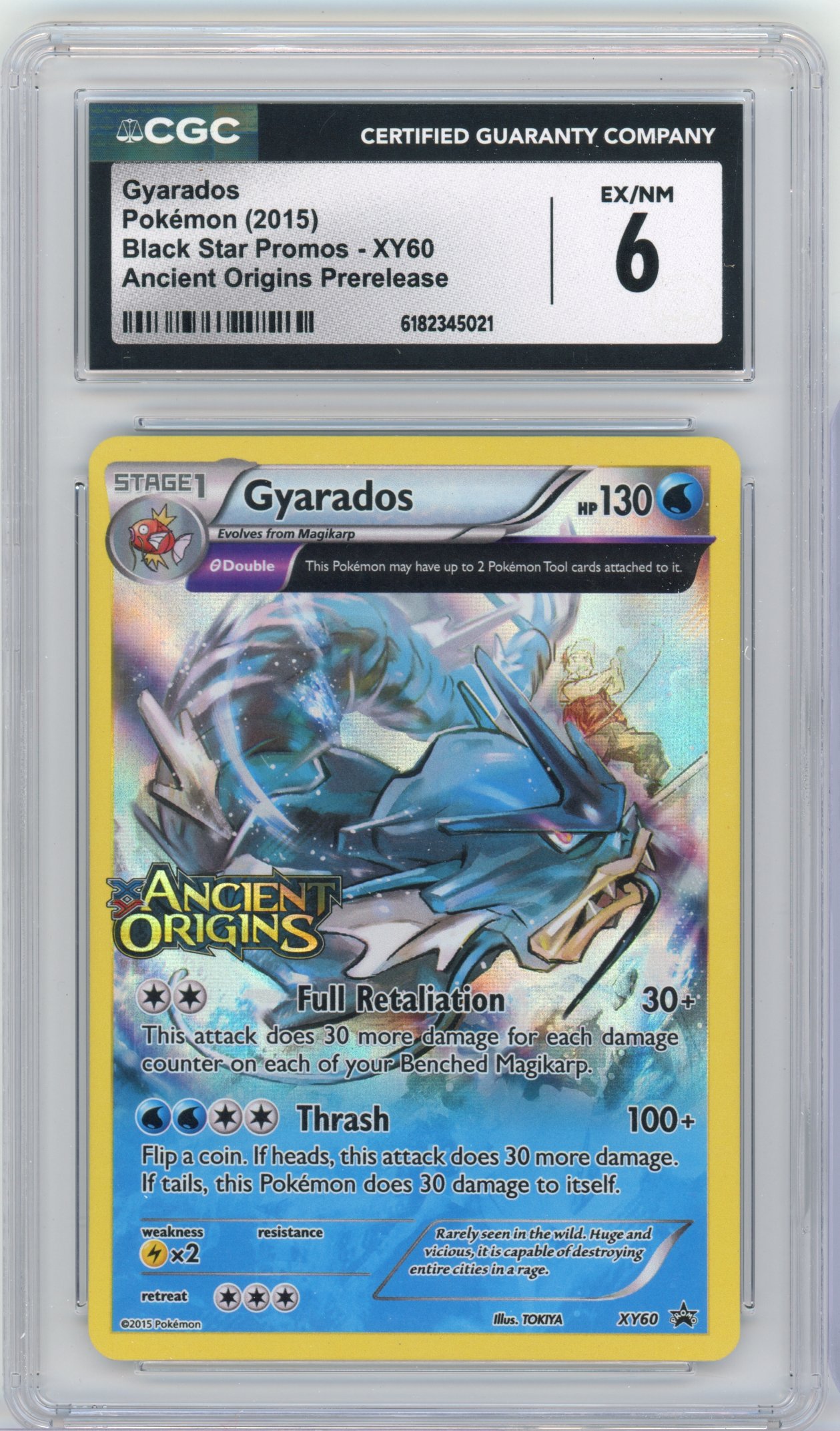 CGC 6 Gyarados #XY60 Stamped Holo Black Star Promo (2015) Ancient Origins - Prerelease Stamp