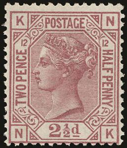 Great Britain 1878 2½d Rosy mauve Pl.12. Very fine and fresh unused o.g. example lettered NK. Ex. "Verus".…