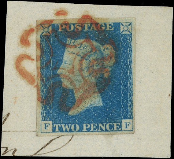 1840 2d Milky blue Pl.1. Used on piece...